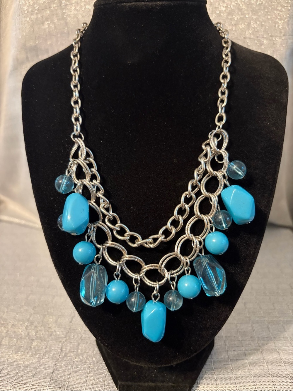 Blue Statement Multi-Chain Necklace -